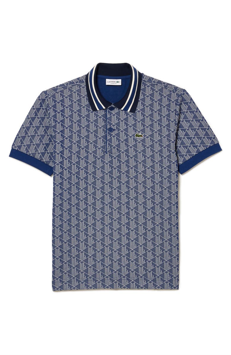 Lacoste Monogram Jacquard Polo, Main, color, Qie Methylene/ Farine