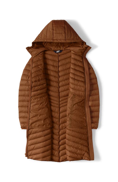 Lands' End Ultralight Packable Long Down Coat In Brown