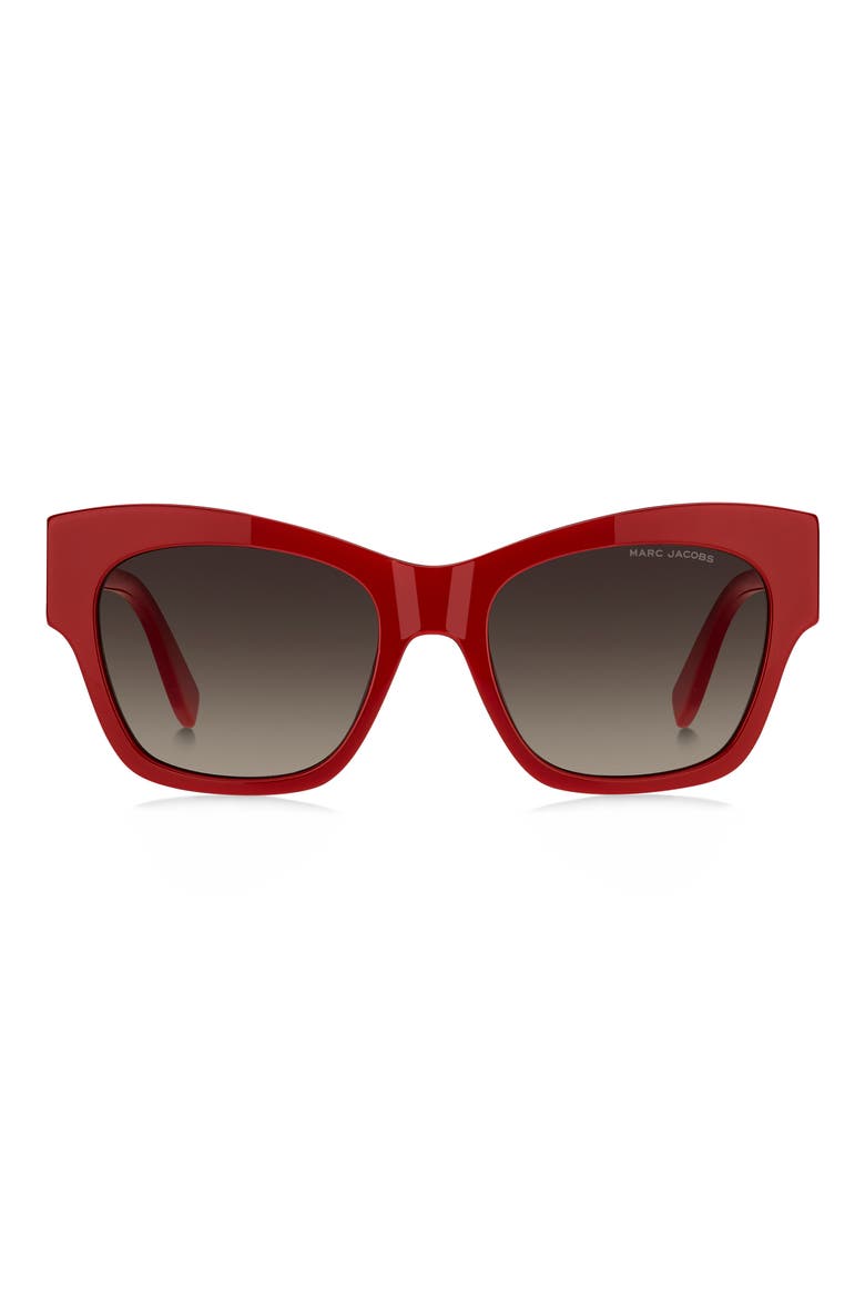 54mm Gradient Rectangular Sunglasses, Main, color, RED/ BROWN