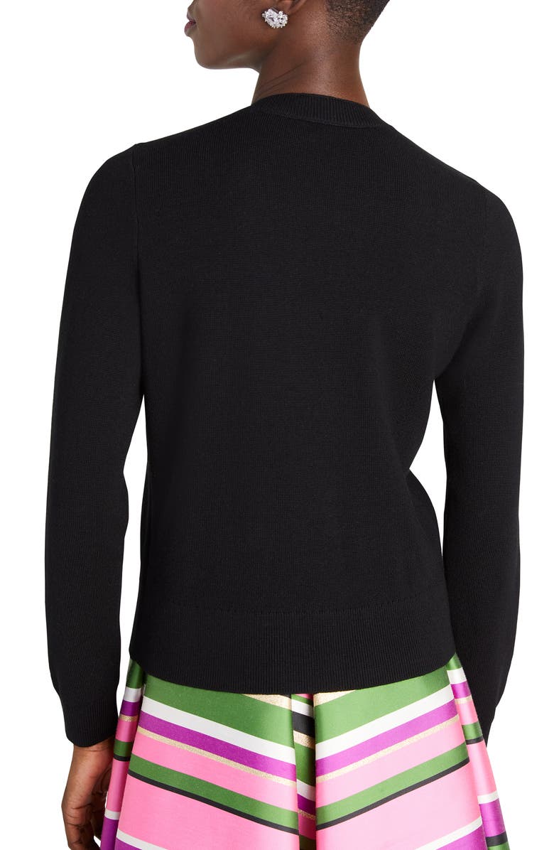 Kate Spade New York rhinestone and imitation pearl embellished bow wool cardigan, Alternate, color, 