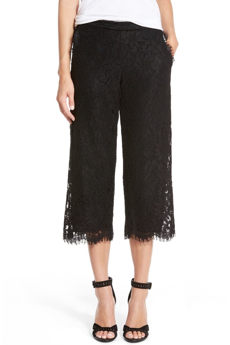 'Stella' Lace Culottes, Main, color, BLACK