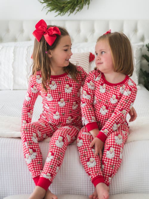 Rufflebutts Girls Softsnooze Ruffle Long Sleeve Pajama Set In Red