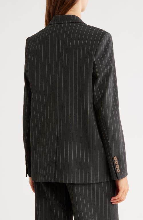 Nordstrom Pinstripe Boyfriend Blazer In Black
