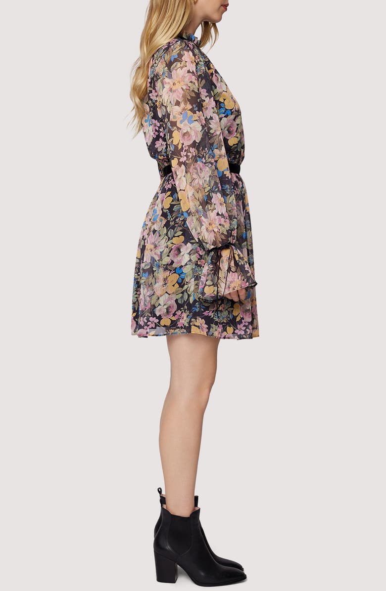 Lost + Wander Sweet Meadown Floral Long Sleeve Minidress, Alternate, color, Black Multi Floral