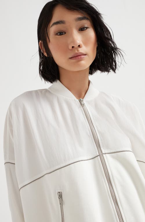 Brunello Cucinelli Paneled Sweatshirt With Monili In White