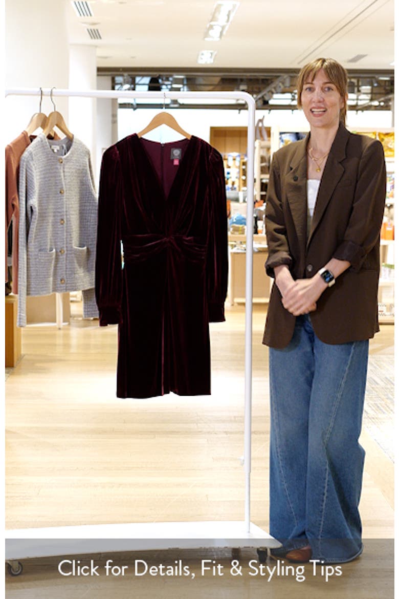 Twist Front Long Sleeve Velvet Dress video