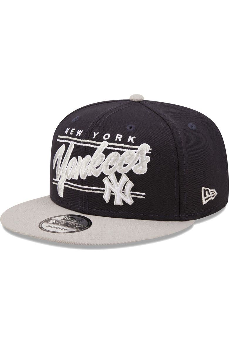 Men's New Era Navy/Gray New York Yankees Team Script 9FIFTY Adjustable Snapback Hat, Main, color, Navy