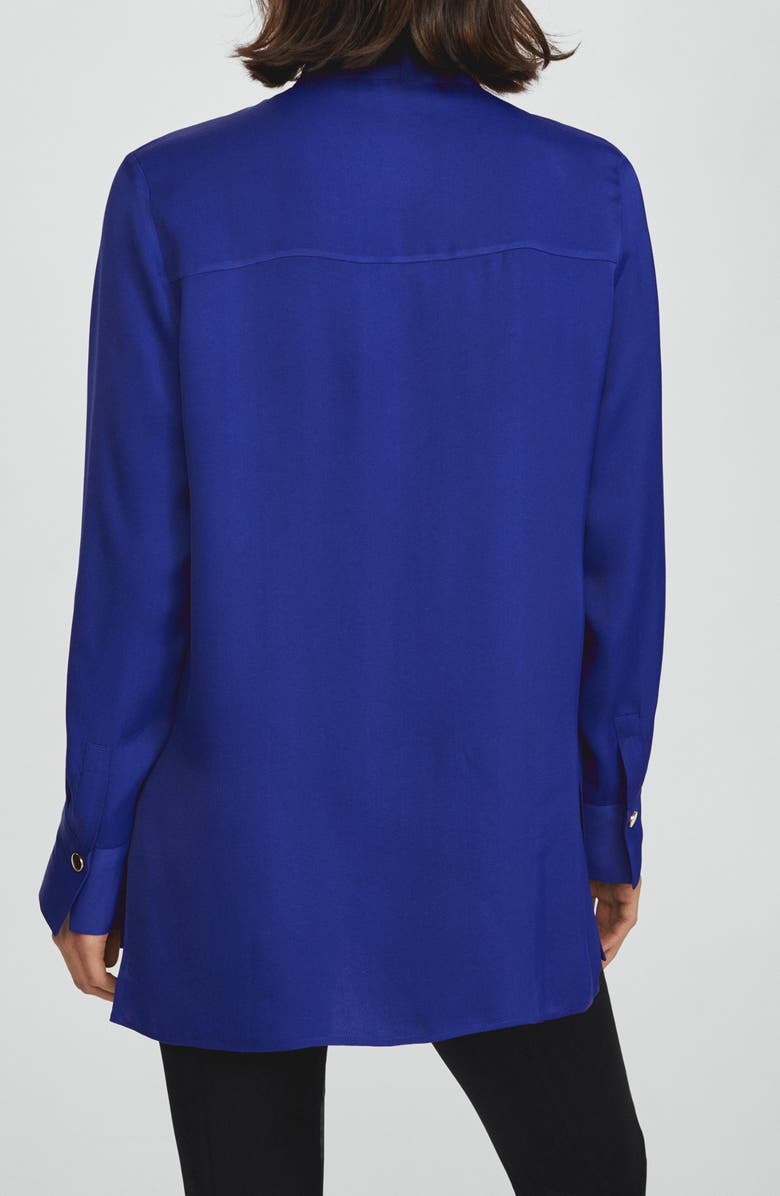 MANGO Flower Choker Tie Neck Button-Up Top, Alternate, color, 