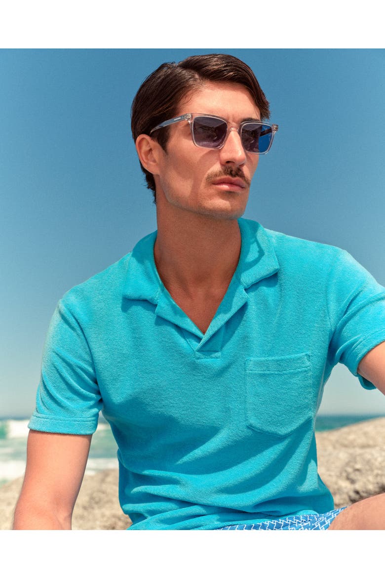 Terry Towelling Tailored Fit Towelling Polo Shirt, Alternate, color, Aqua Blue