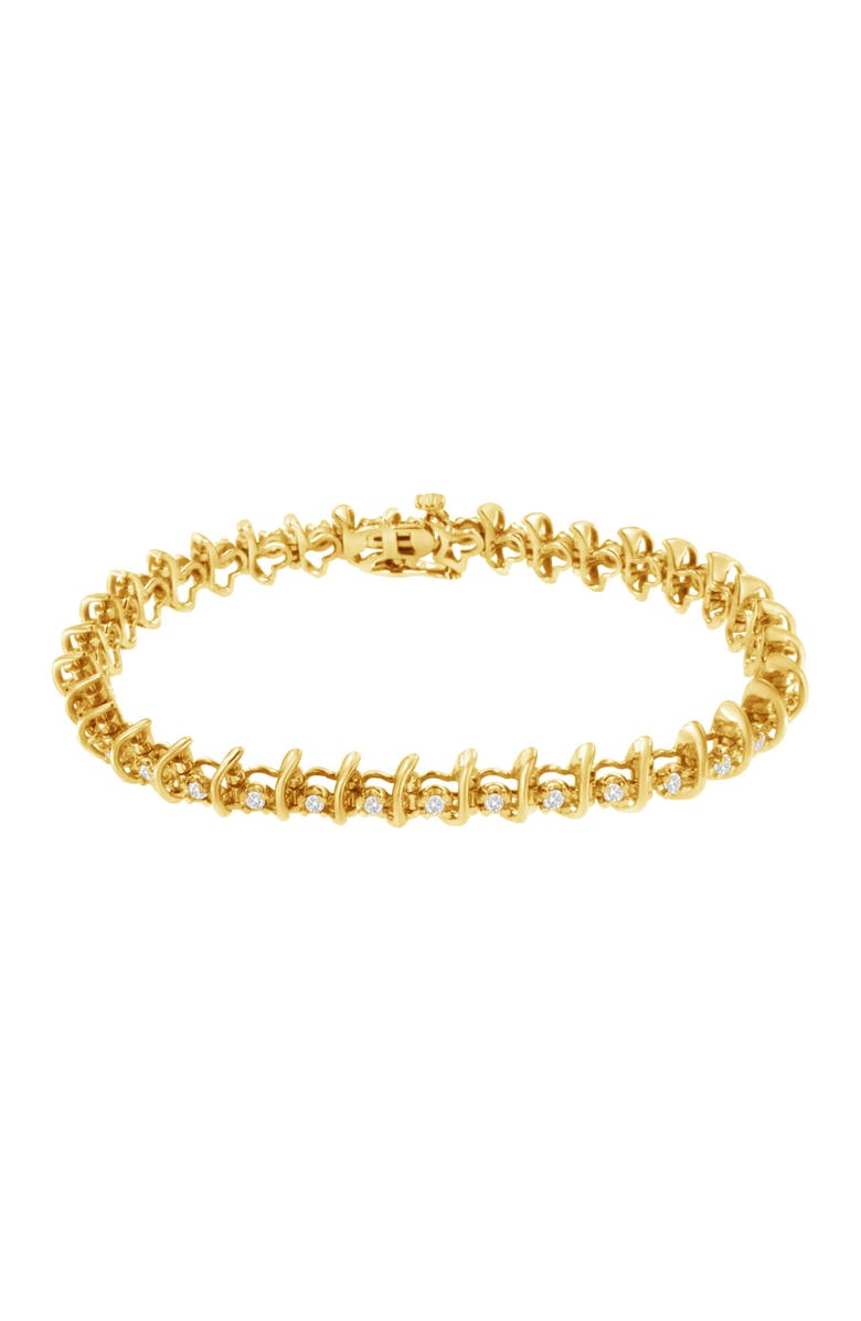 Haus of Brilliance 10KT Yellow Gold Plated Silver 1 cttw Prong-Set Diamond Link Bracelet, Alternate, color, Yellow Gold Over Silver