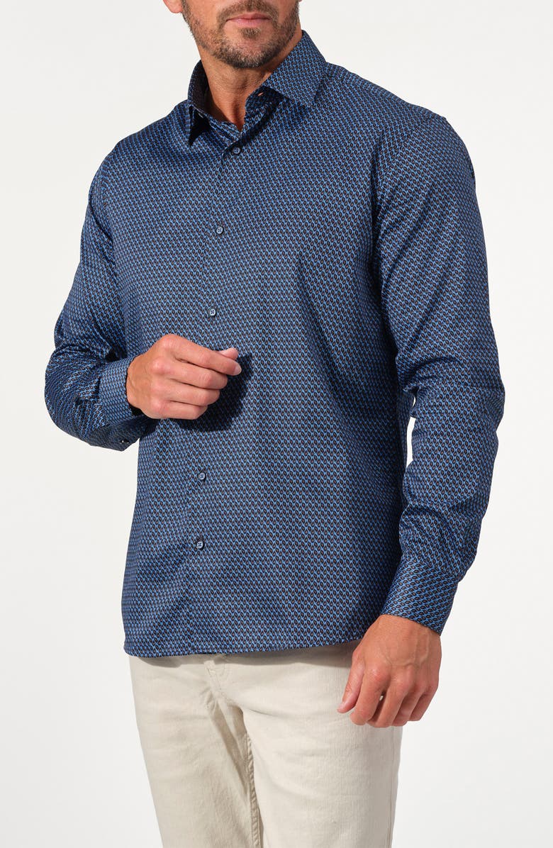 STUDIO GARNET LOS ANGELES Geo Print Cotton Button-Up Shirt, Alternate, color,