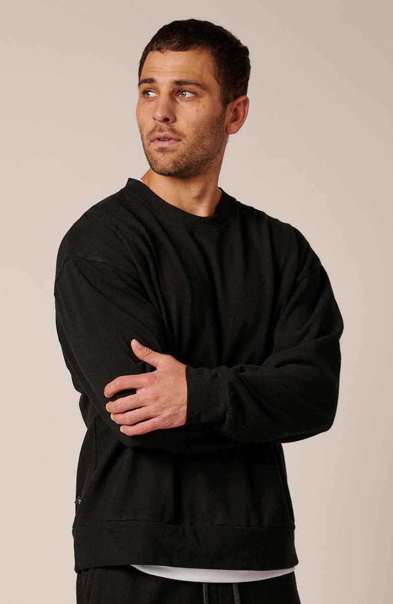 LEISURE LAB Cotton Lounge Crewneck, Alternate, color, Onyx