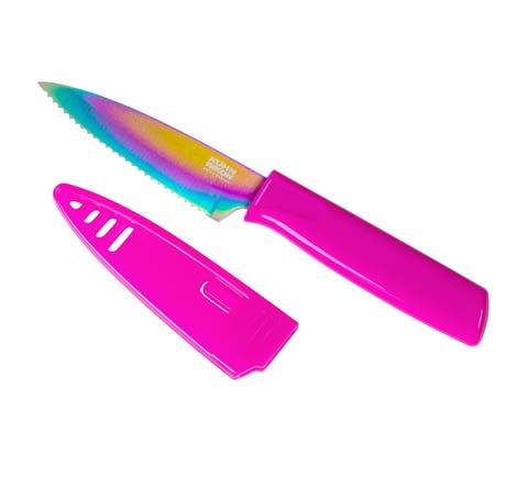 Colori Non-Stick Serrated Paring Knife with Safety Sheath, 4 inch