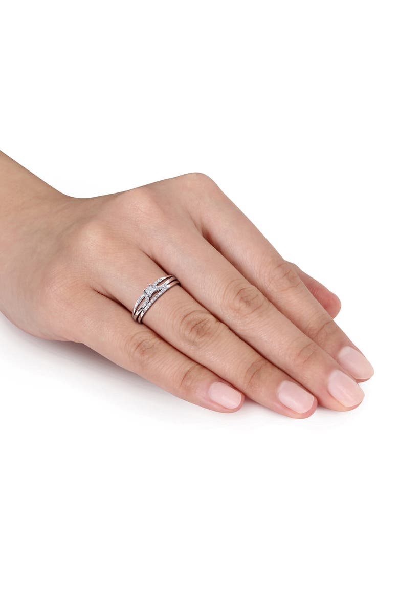 Diamond Split Shank Bridal Ring Set, Alternate, color, Sterling Silver