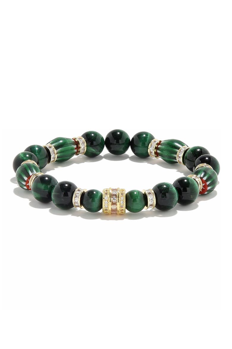 Men's Christopher Stretch Bracelet with Golden Spacers, Main, color, GREEN