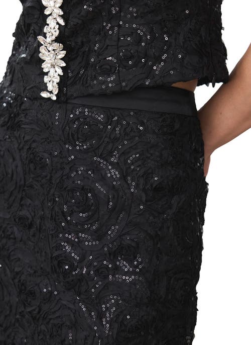 Mint Velvet Sequin Midi Skirt In Black