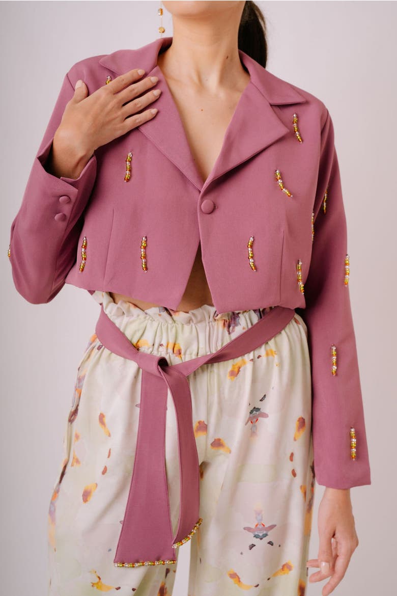 Lara Beaded Oversized Blazer, Alternate, color, Purple