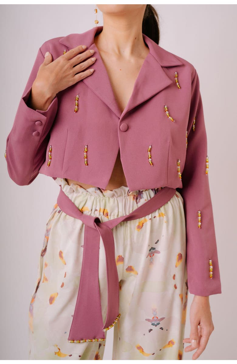 San Malo Lara Beaded Oversized Blazer, Alternate, color, Purple