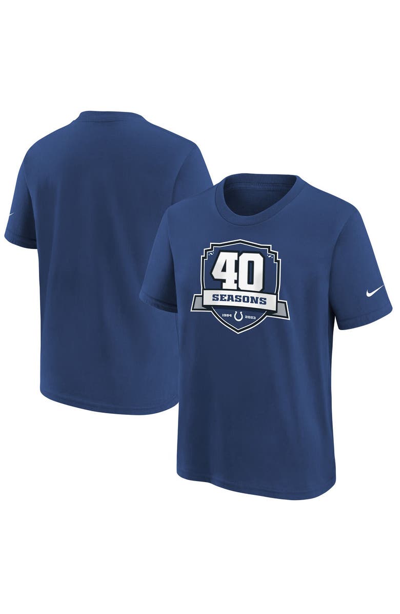 Nike Youth Nike Blue Indianapolis Colts 40th Anniversary T-Shirt, Main, color, Blue