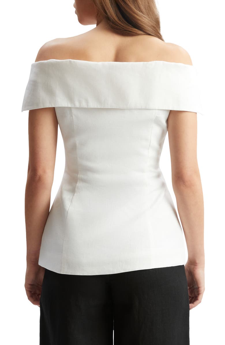 Bardot Eliora Off the Shoulder Linen Top, Alternate, color, Orchid Wht