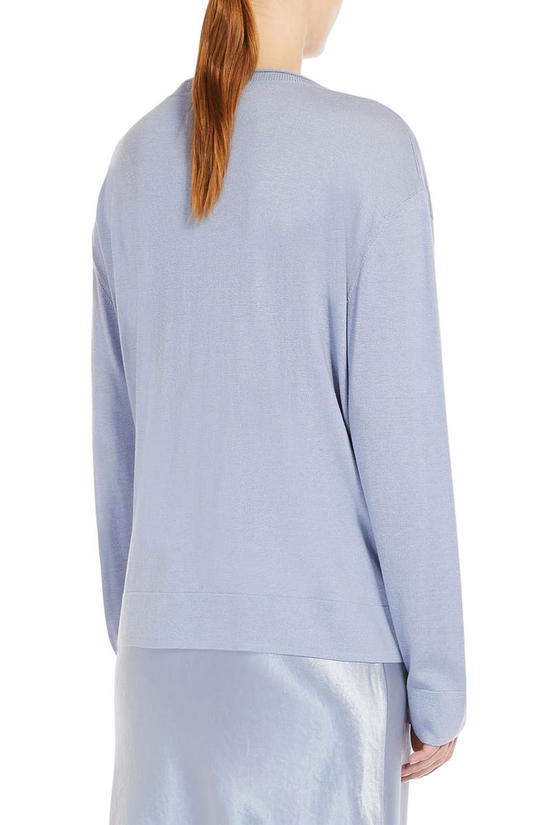Max Mara Leisure Pensile Crewneck Silk & Cotton Sweater, Alternate, color, Light Blue