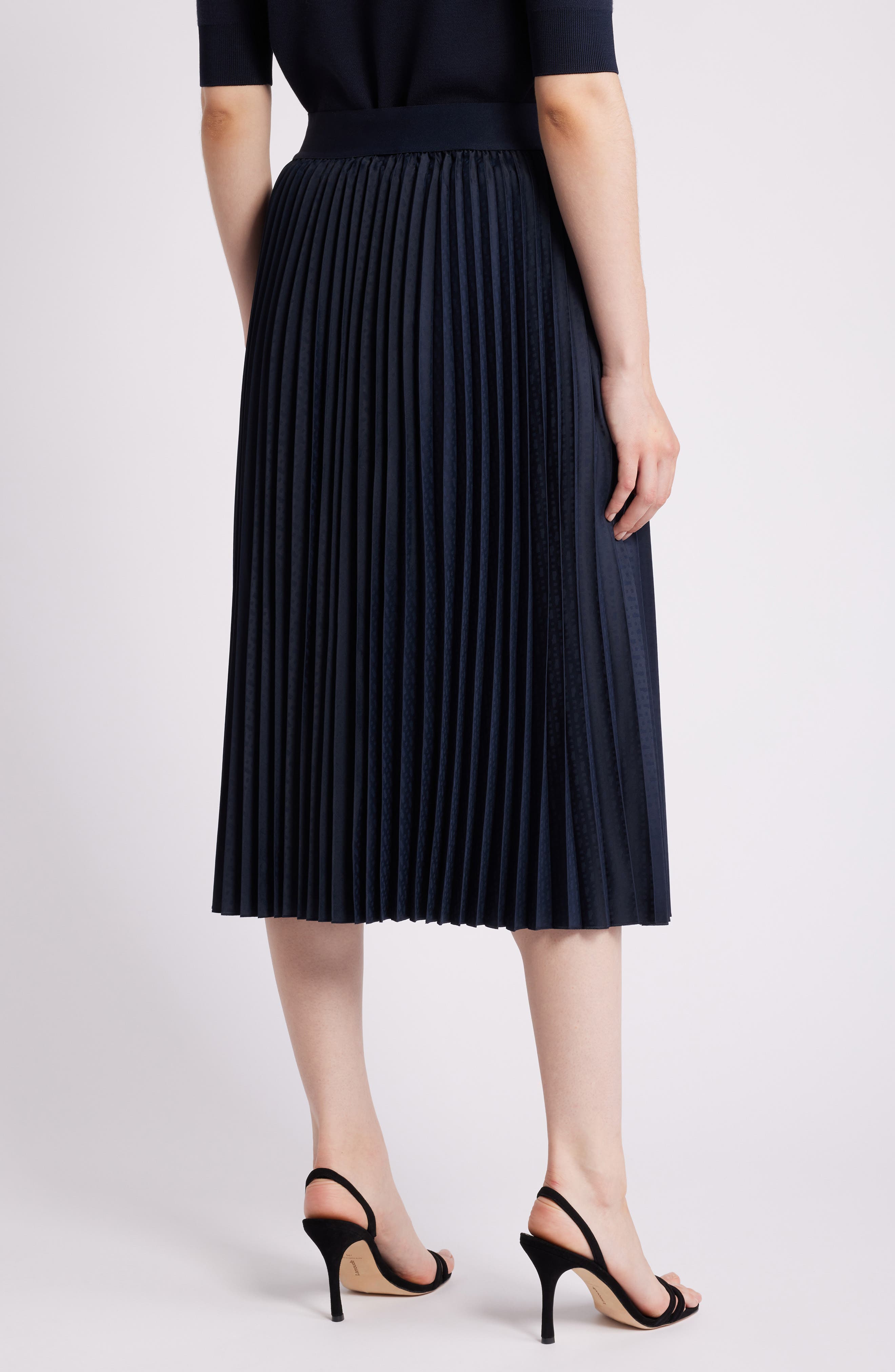 Vapliso Pleated Jacquard Midi Skirt - image 2