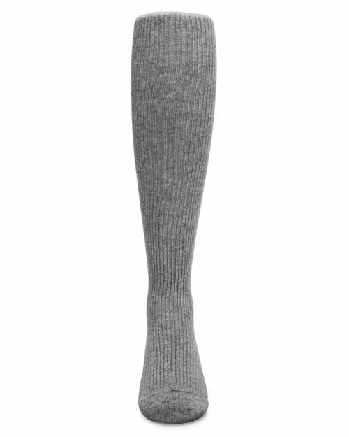 Memoi Thin Ribbed Cotton Tights In Gray