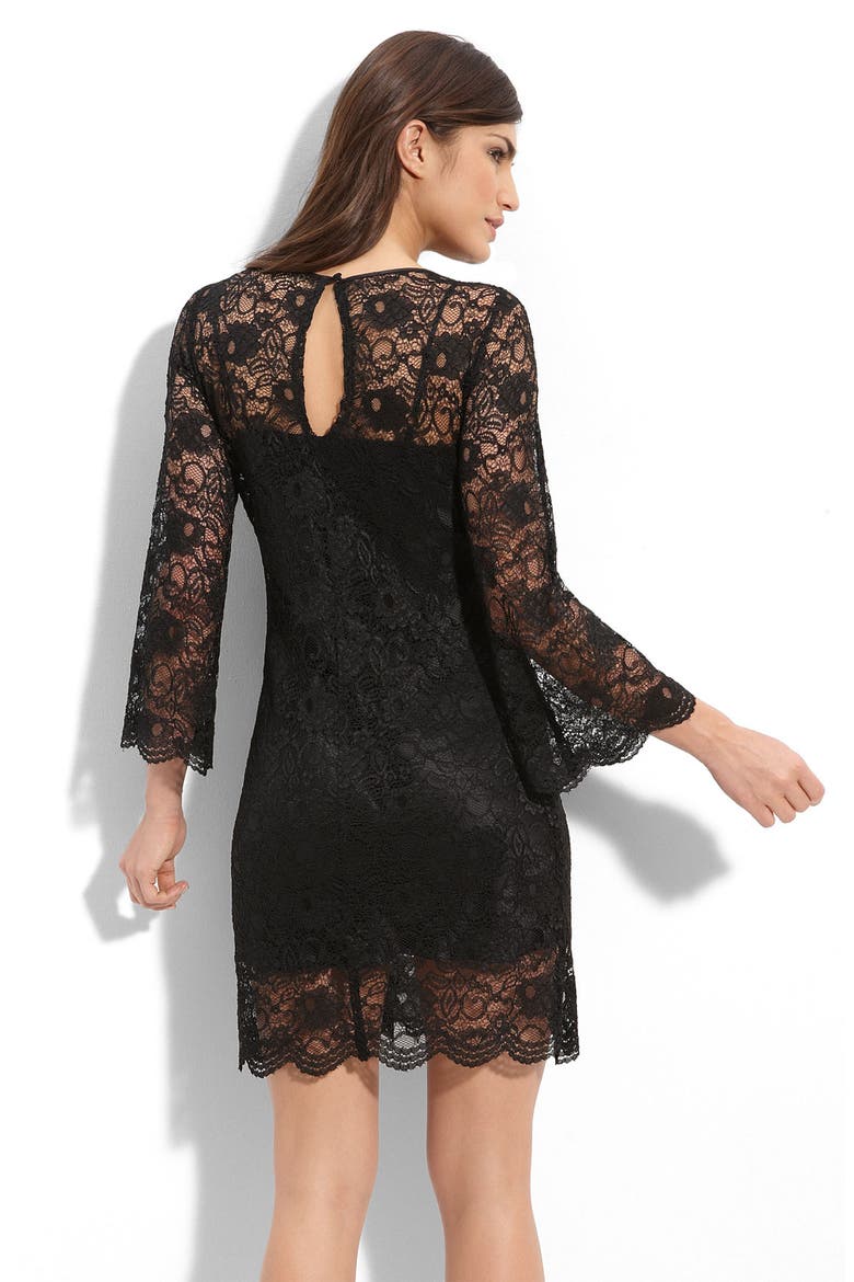 Lace Shift Dress, Alternate, color, BLACK