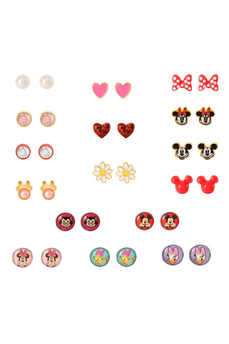 Minnie Mouse & Friends Stud Earrings, Pack of 16 Pairs, Main, color, Multicolor
