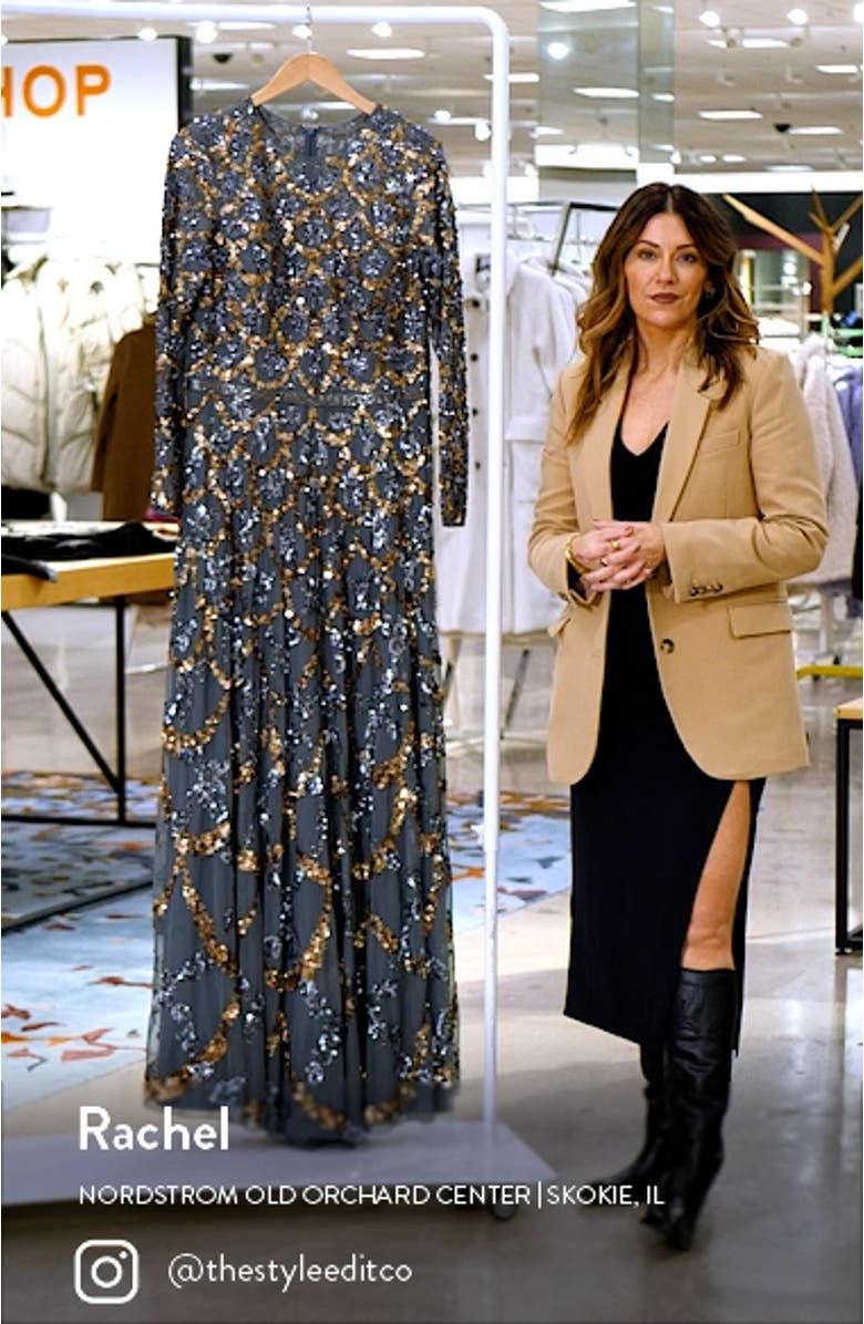 Beaded Long Sleeve A-Line Gown, sales video thumbnail