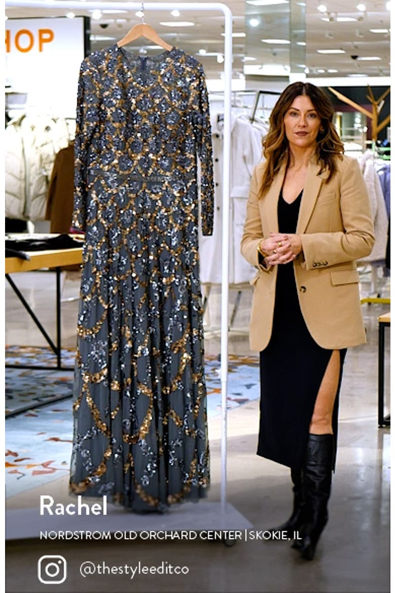 Embellished Illusion High Neck Long Sleeve A Line Gown video