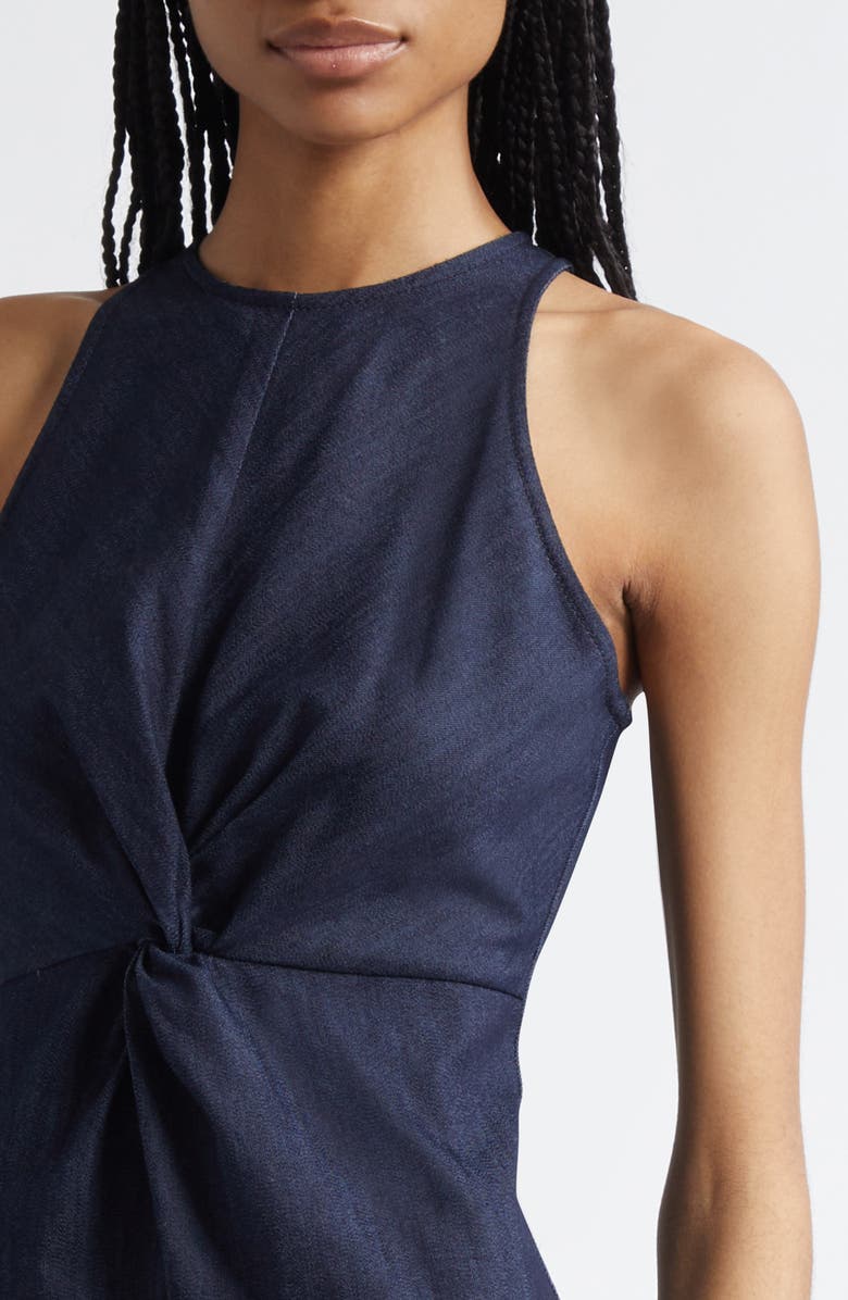 Cinq à Sept Clara Knot Front Sleeveless Denim Dress, Alternate, color, Indigo