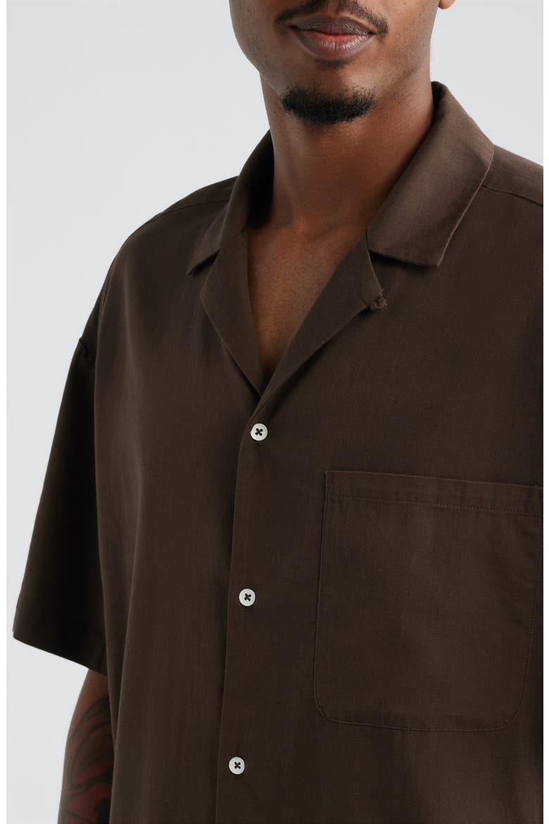 Boxy Camp Shirt, Alternate, color, BROWN