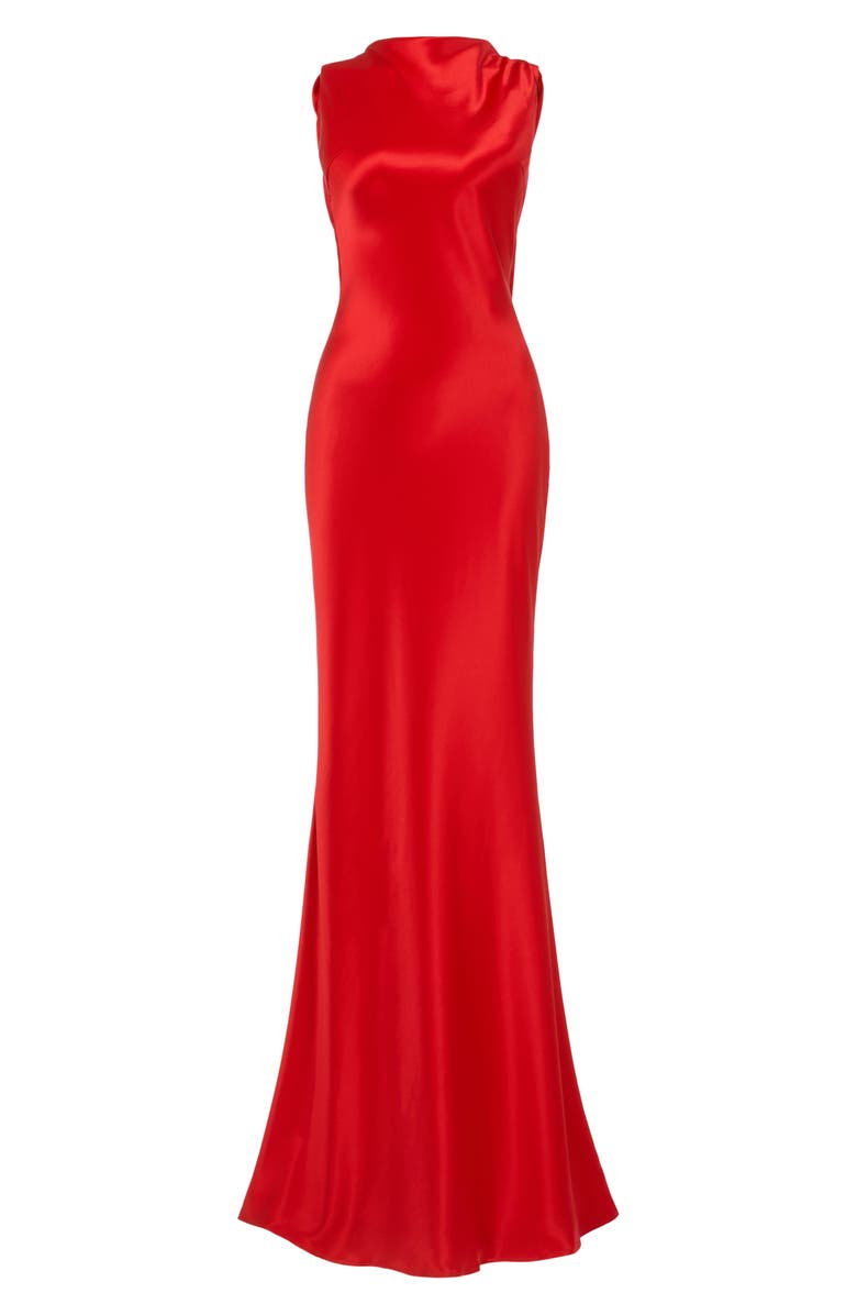 SAU LEE Calli Satin Backless Gown, Alternate, color, Red