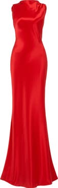 SAU LEE Calli Satin Backless Gown