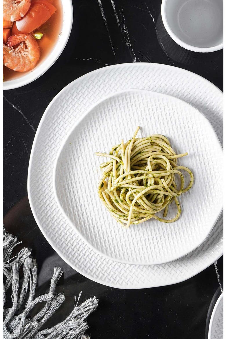Abigael Stoneware 4-Piece Dinner Plate Set, Alternate, color, White