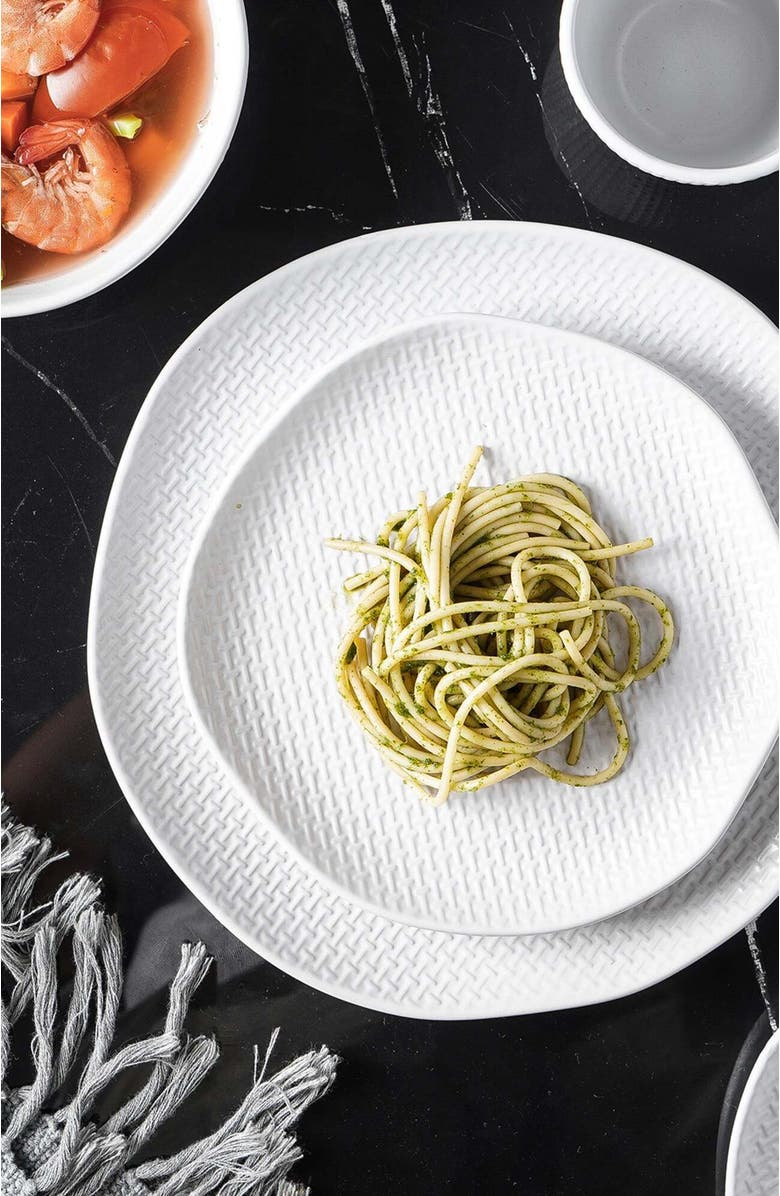 Stone Lain Abigael Stoneware 4-Piece Dinner Plate Set, Alternate, color, White