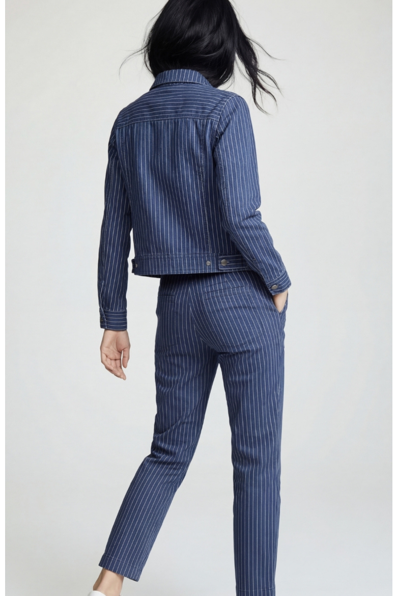 Dynamic Dina Striped Ultralight Tapered Ankle Pant, Alternate, color, Pinstriped True Blue/White