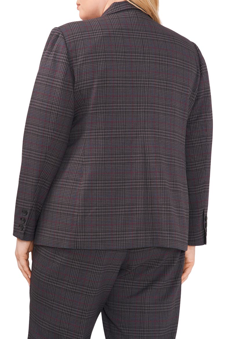 Plaid One-Button Blazer, Alternate, color, RICH BLACK
