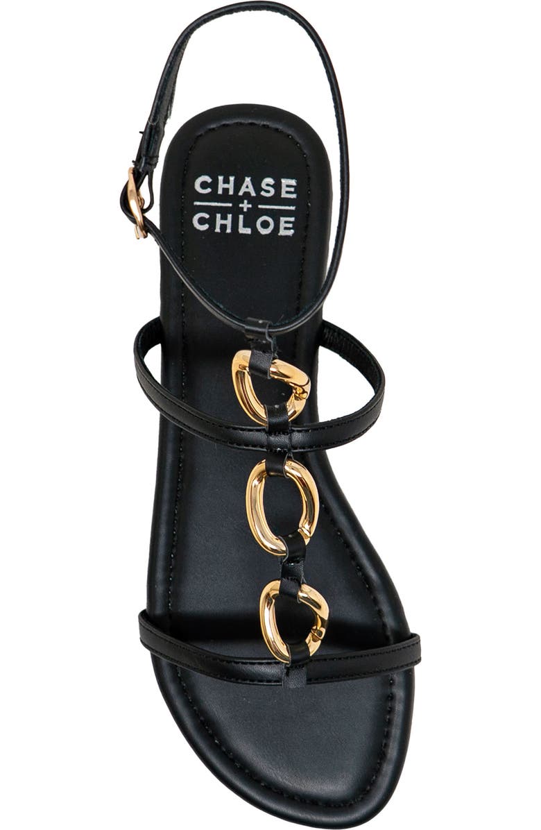 CHASE AND CHLOE Ankle Strap Flat Sandal, Alternate, color, Black