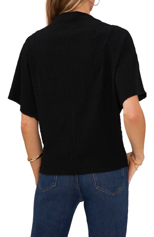 Shop Vince Camuto Textured Mock Neck Top In Rich Black