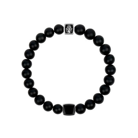 Men's Matte Black Onyx Beaded Bracelet Powerful Vibrations