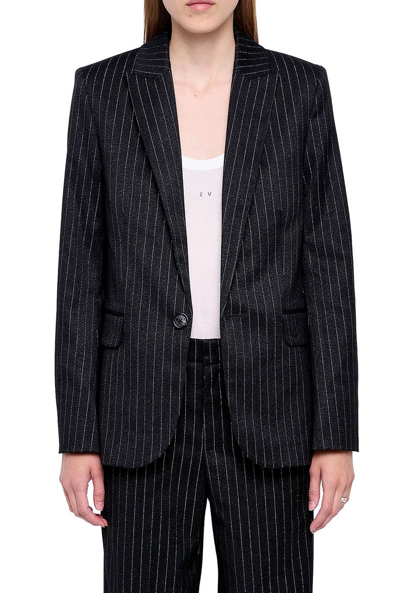 Valser Pinstriped Blazer, Main, color, ANTHRACITE