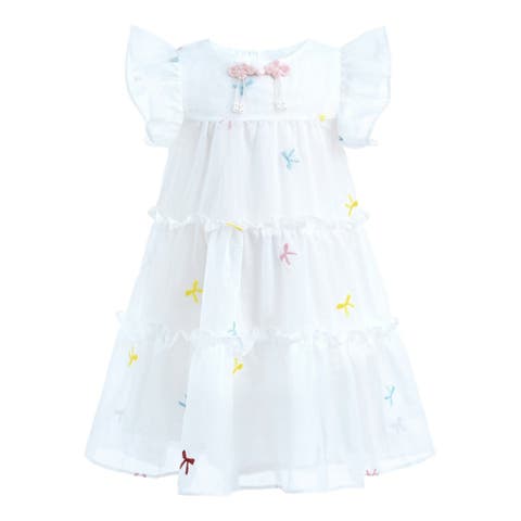 Bow Embroidered Summer Dress (Toddler & Little Kid)