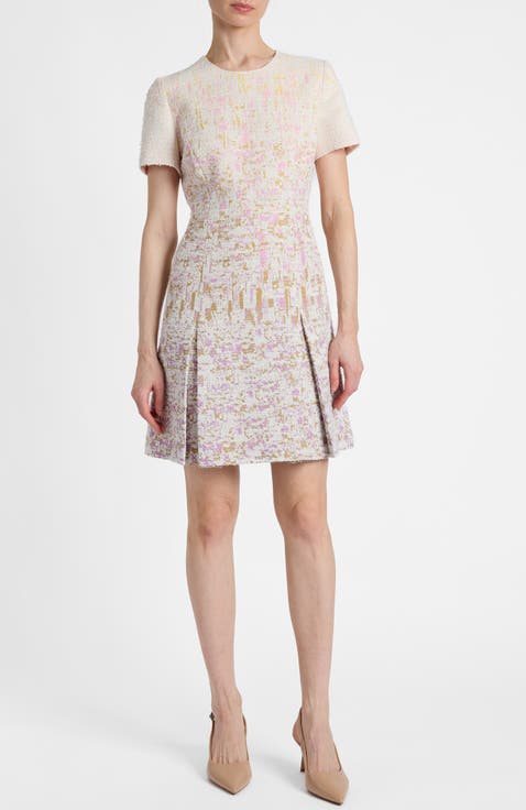 Indira Short Sleeve A-Line Dress in Ombré Jacquard