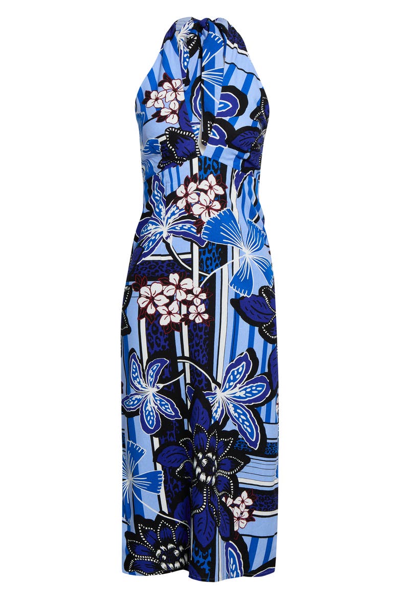 Jabi Floral Reilly Halter Midi Dress, Alternate, color, BROWN-BLUES