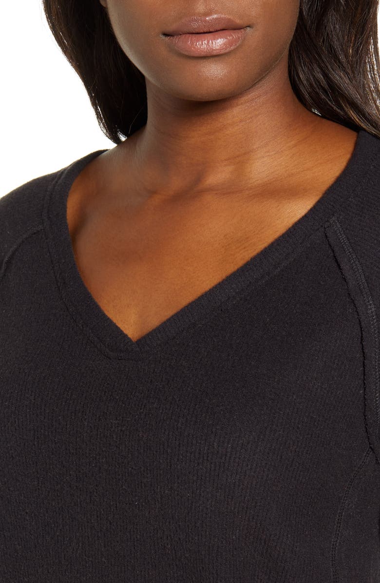 Caslon<sup>®</sup> Cozy V-Neck Ribbed Top, Alternate, color, 