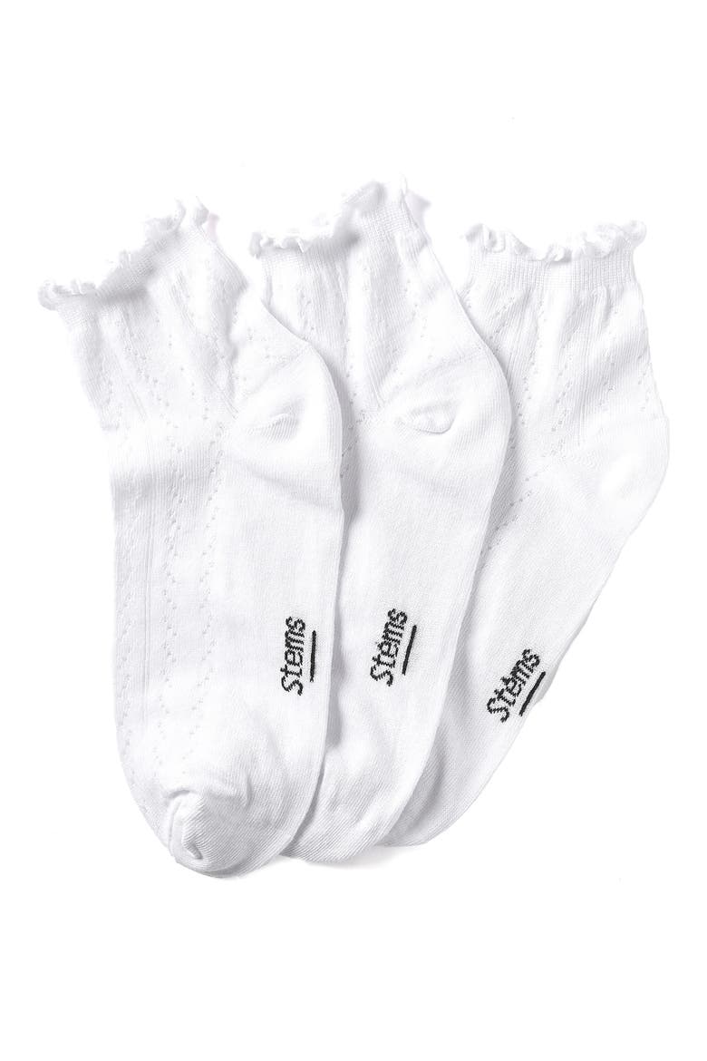 Pointelle 3-Pack Ankle Socks, Main, color, WHITE