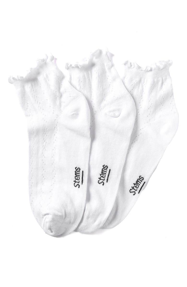 Stems Pointelle 3-Pack Ankle Socks, Main, color, White