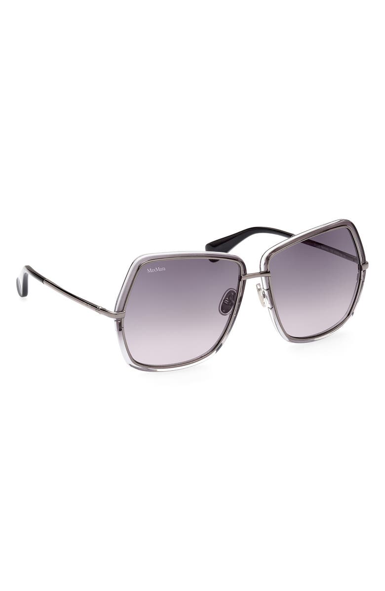 Max Mara 61mm Gradient Geometric Sunglasses, Alternate, color, Shiny Dark Ruth/ Grad Smoke